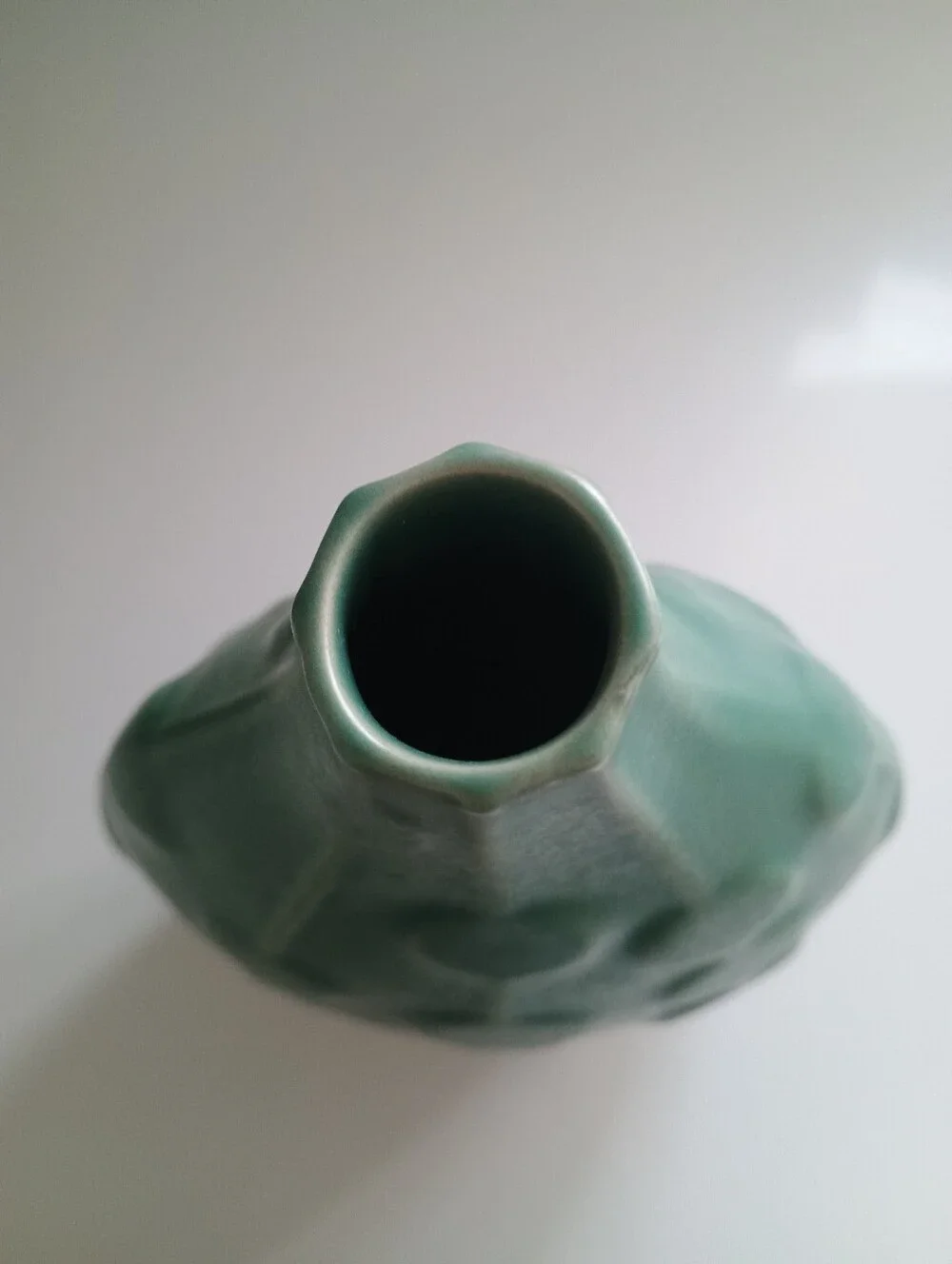 Jonathan Adler Green Stoneware Abacus Vase, Relief Collection